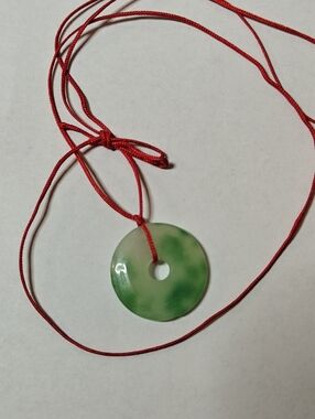 Jade Jadeite Donut Disc Necklace Unisex Minimalist
